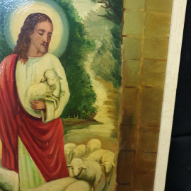 Картина "Иисус с ягнятами", художник Ю.Н. Арбузов (1939-2011), размеры 42х57см масло/фанера. Картинка 7